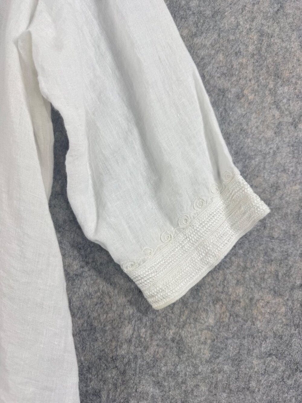 Soft Surroundings White Linen Zip Up Top Embroidered Knots 2X? - Picture 10 of 16